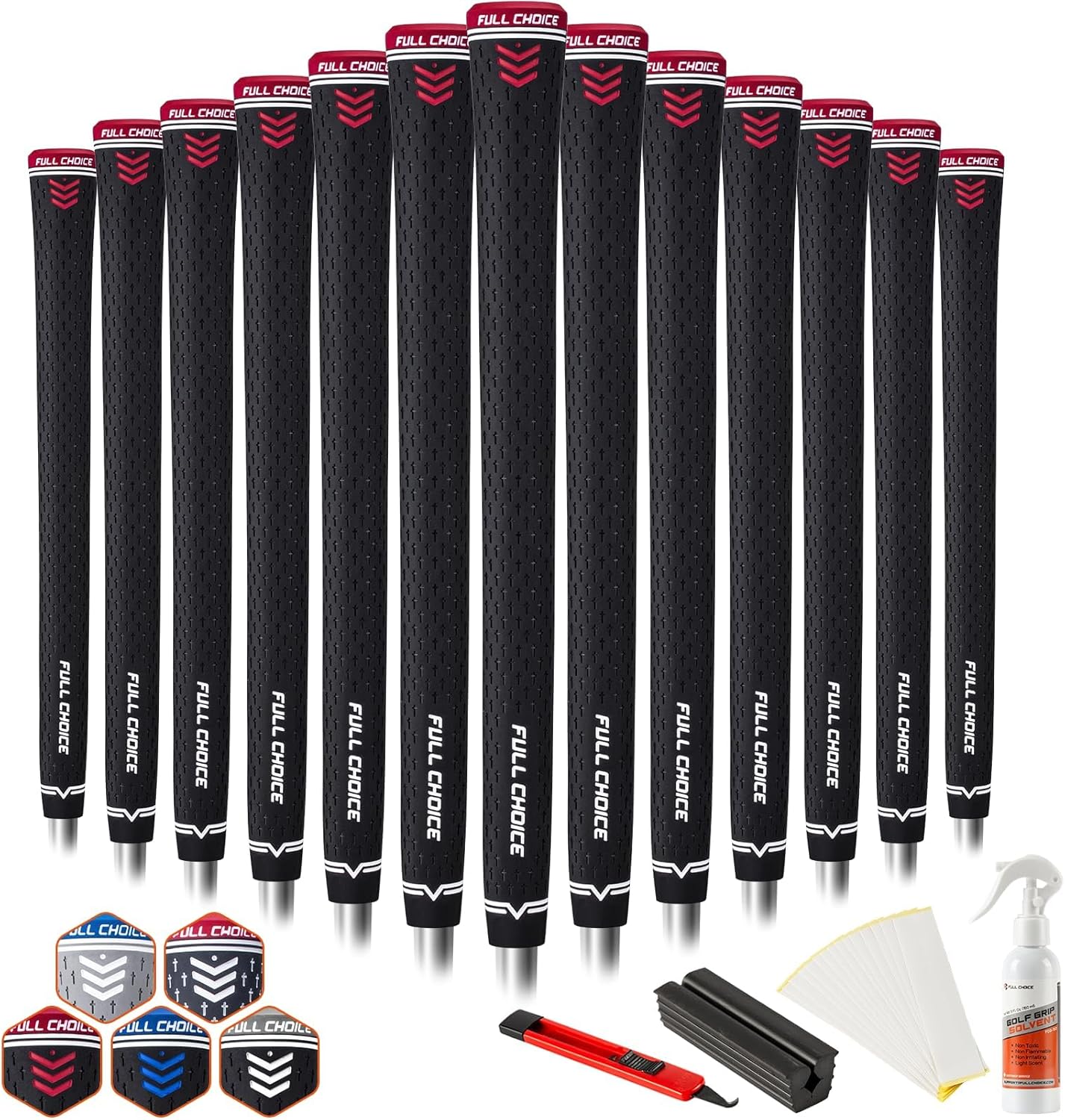 Rubber Golf Grips 13 Pack, Concise Fashion Design, Non-slip, Choose from 13 Grips Set or 13 Grips with Regripping Kit, Standard/Mid/Jumbo Size, 5 Colors Available, RG02 Golf Club Grips