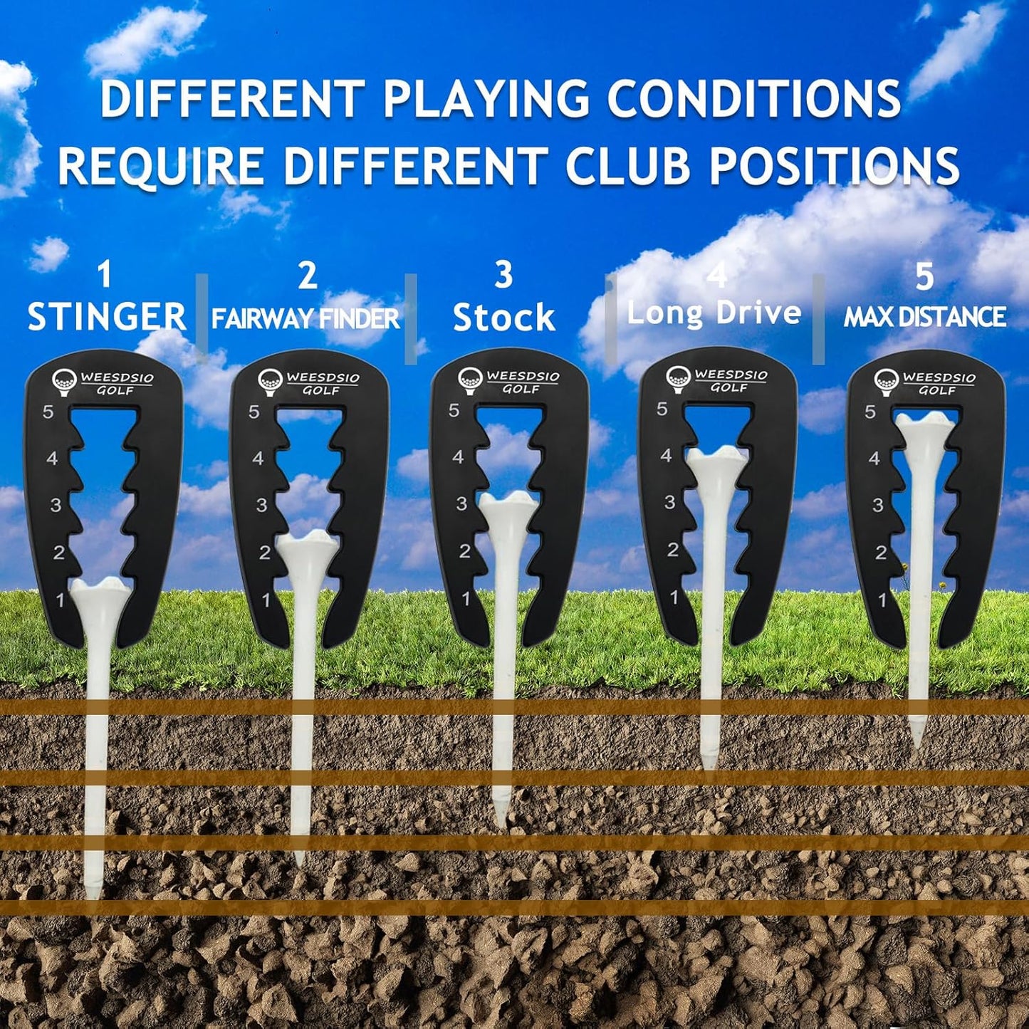 Adjustable Golf Tee Height Tool Outdoor Golf Training Aid Precision Tee Height Setter for Consistent Swings