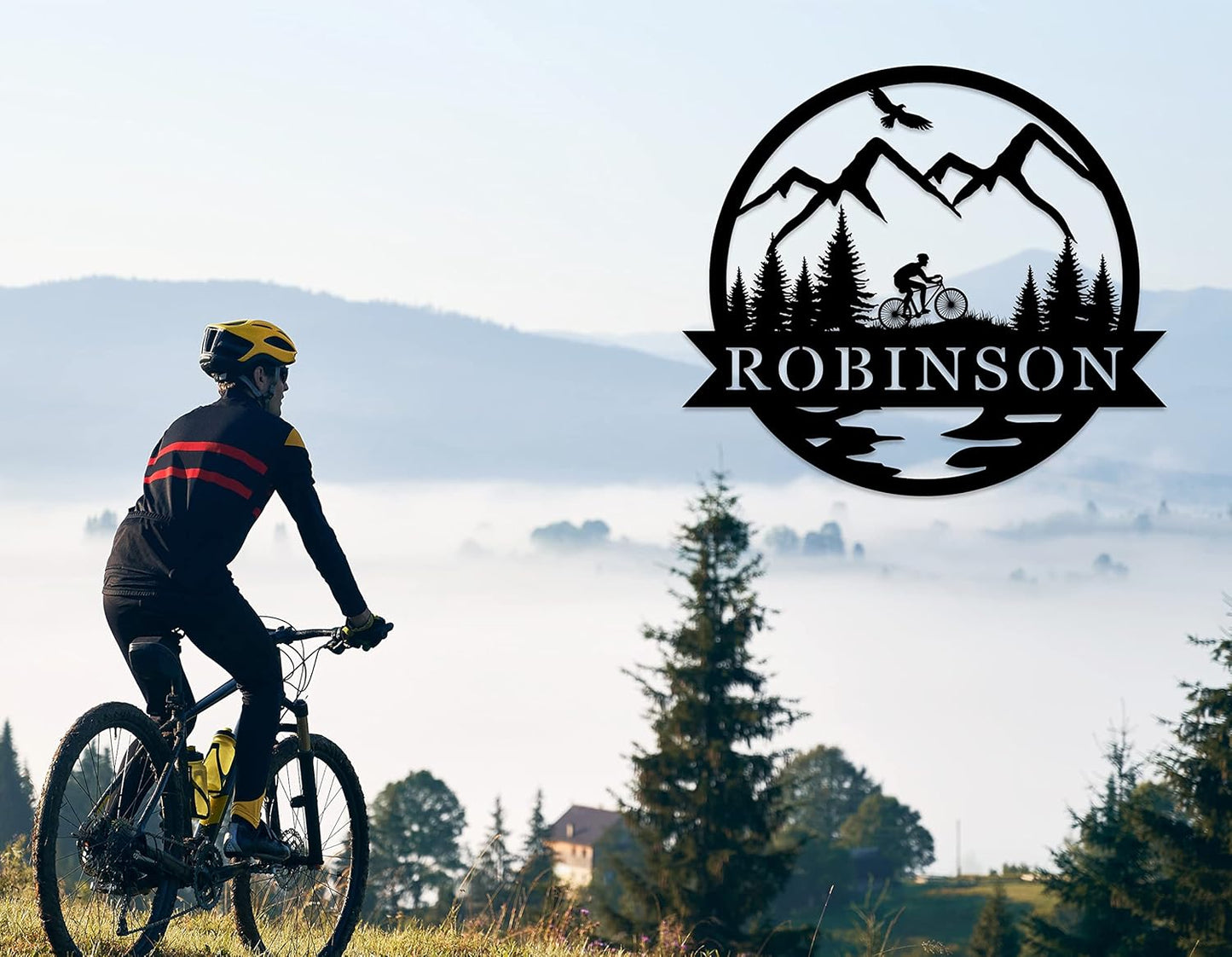 Personalized Mountain Biking Metal Sign, Custom Metal Bike Wall Art, Mountain Bike Gift, Custom Sign for Cabin, Lake House, Vacation Home