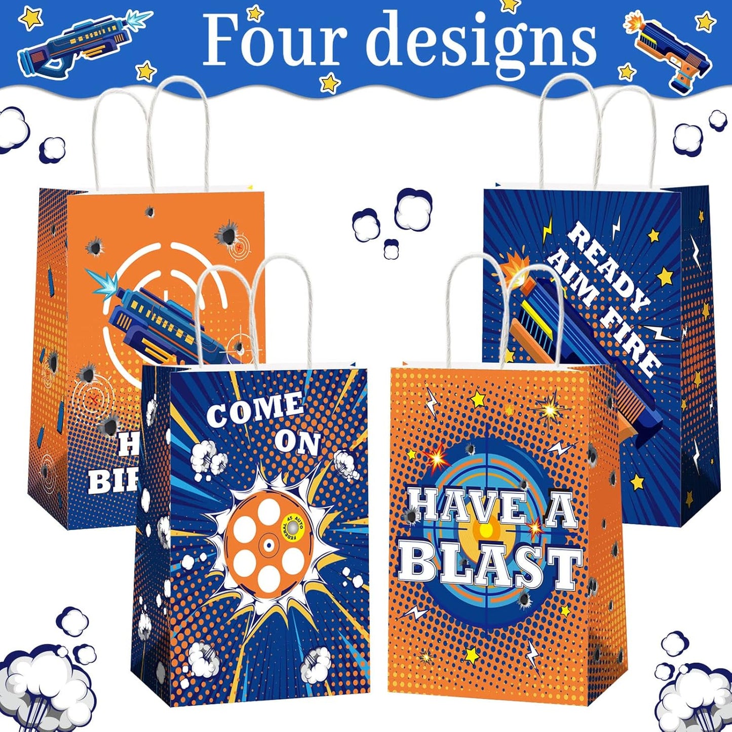 gisgfim 16 Pieces Dart War Party Supplies Bags War Birthday Party Goody Treat Paper Bags Party Decorations Dart Theme Baby Shower Birthday Party Gifts