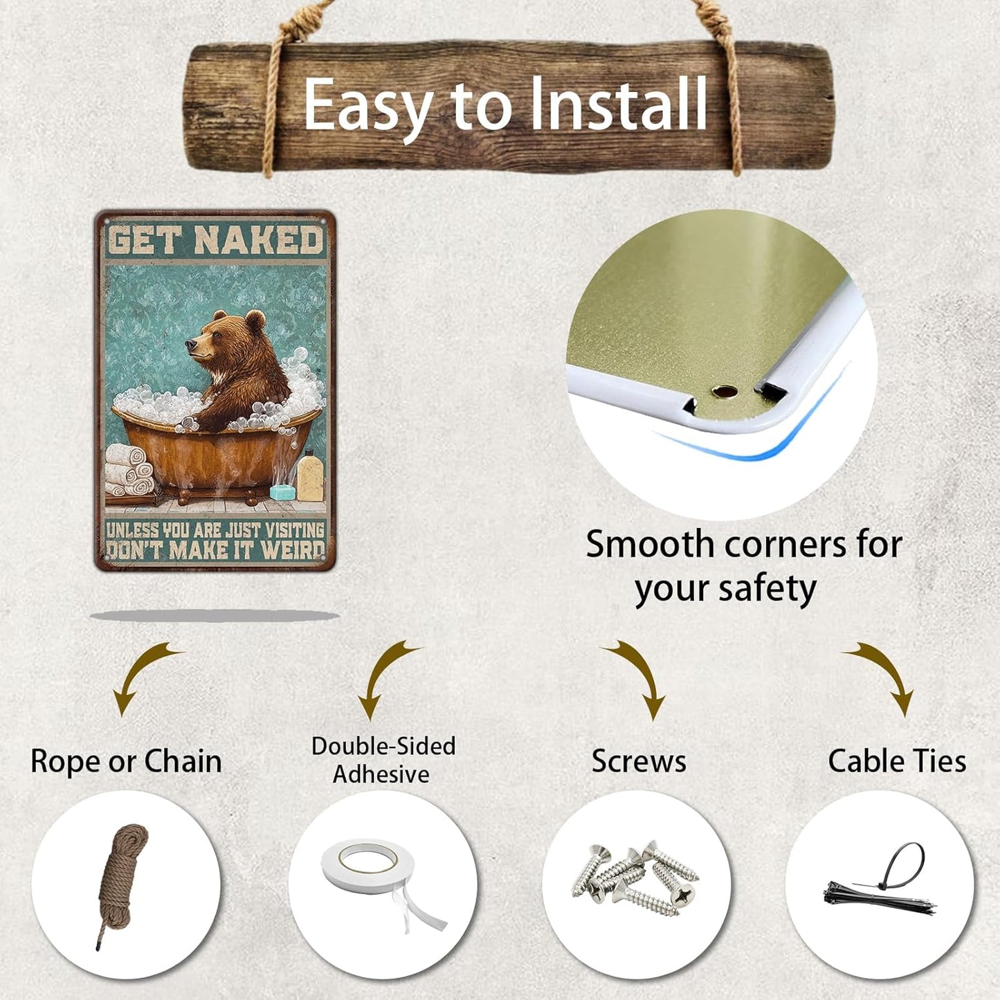 Bear Bath Metal Tin Sign 12x8 Inch Bear Metal Poster Bear Tub Metal Tin Sign Home Kitchen Garden Bar Pub Restaurant Bathroom Are Wall Decor