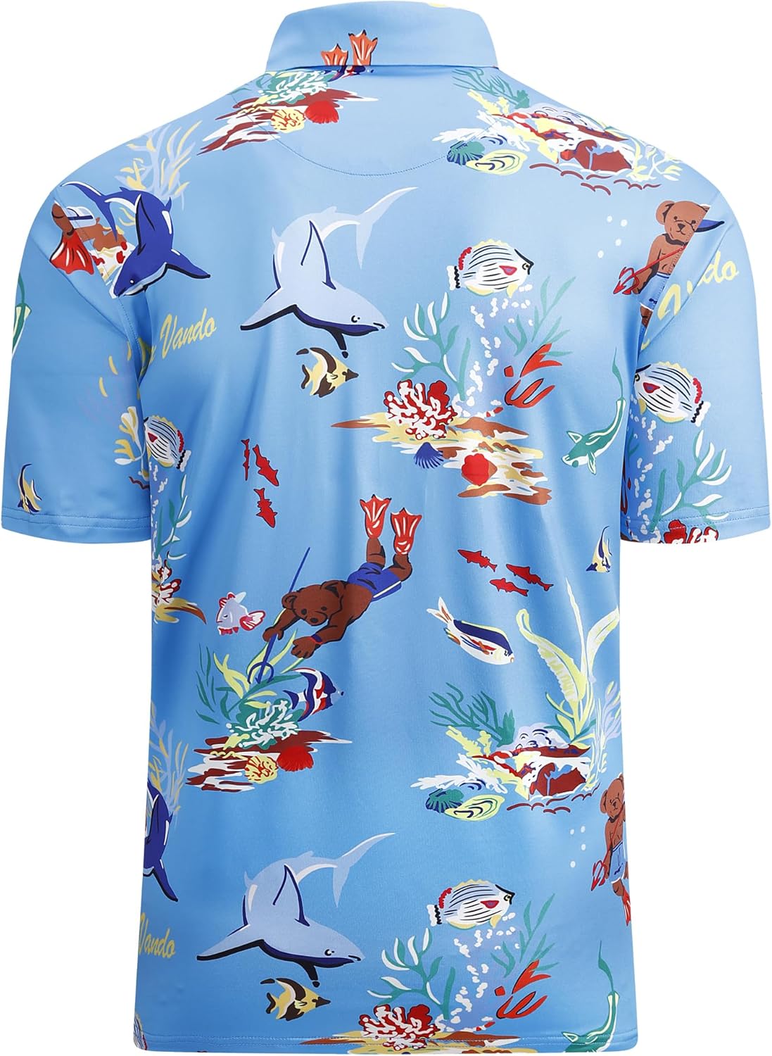 Alex Vando Mens Hawaiian Golf Shirt Moisture Wicking Digital Print Golf Shirts for Men