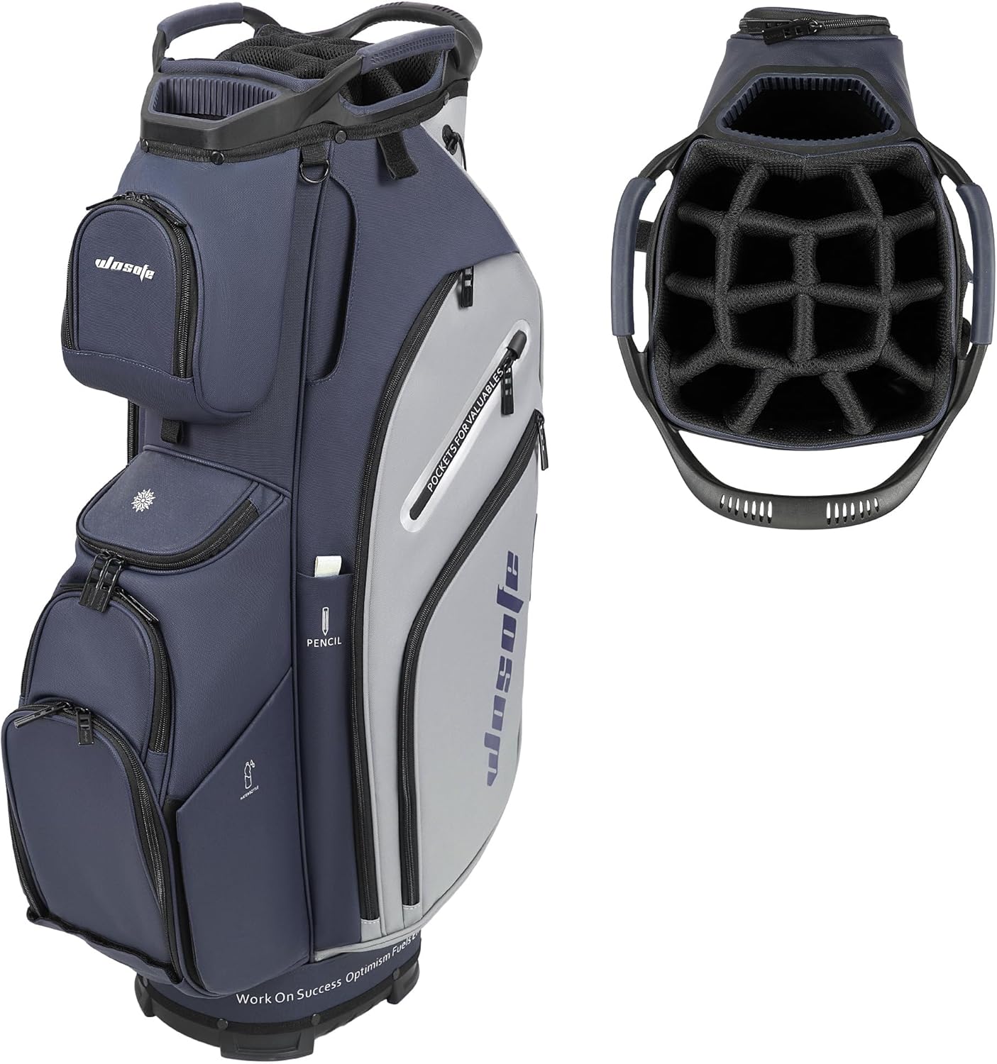 PU Leather Lightweight Men Women Blue White Black Green Golf Bag,Multiple 10 Pockets 14-Way Dividers Cooler Pouch Golf Cart Bag
