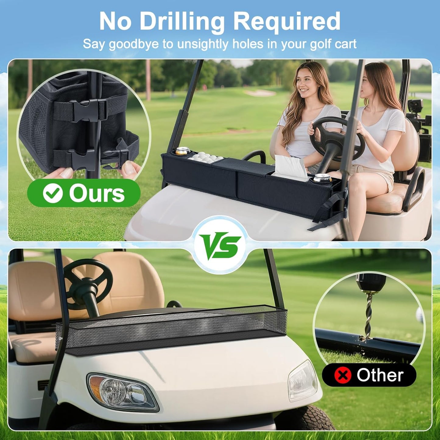 Golf Cart Storage Tray,Golf Cart Storage Basket,Golf Cart Overhead Organizer Bag Golf Cart Ceiling Storage Bag Universal Fit for Club Car Precedent,Tempo, Onward
