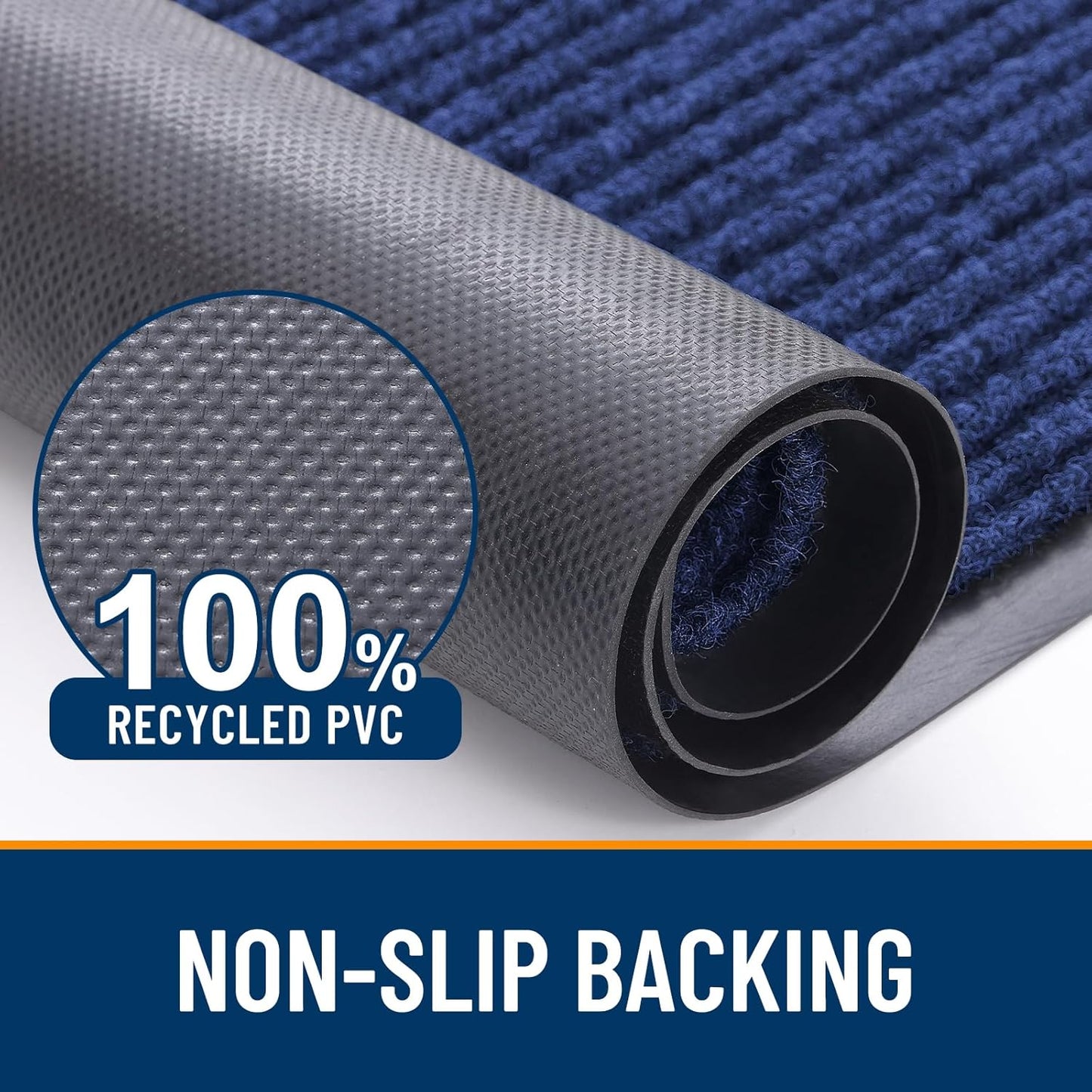 OLANLY Front Door Mat Indoor Outdoor Entrance, Waterproof Heavy Duty Doormat, Fade Resistant, Low Profile, Easy Clean Patio Porch Welcome Floor Mats for Entry, 59x23, Blue