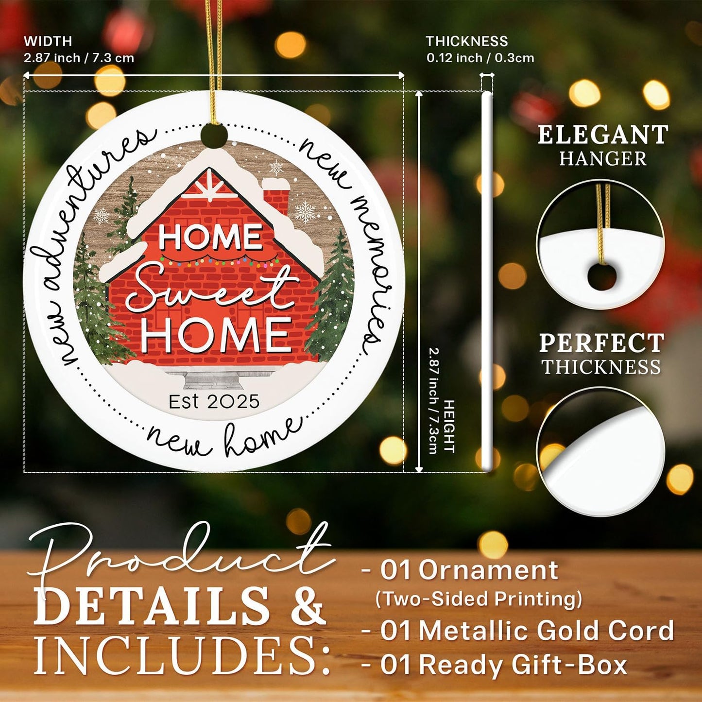 HEXMOZ New Home Ornament 2025 - Best Housewarming Gifts 2025 - New Home Gift Ideas - House Warming Gifts - First House Gift for Owners, Couples, Men, Women - Our First Christmas Ceramic Keepsake