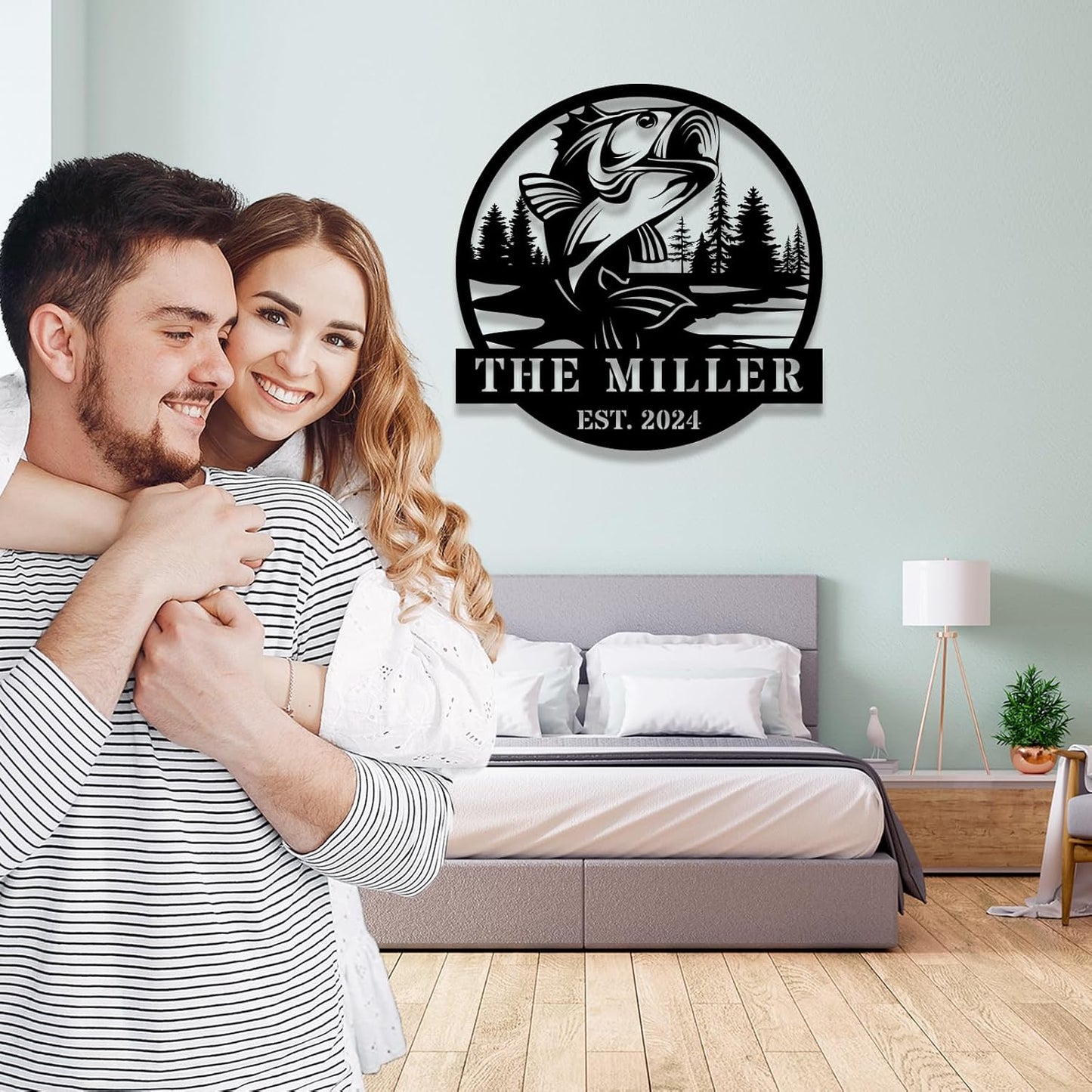 Custom Fish Metal Name Sign, Personalized Family Name Sign, Fishing Gifts for Men, Custom Fishing Metal Sign, Fisherman Gift