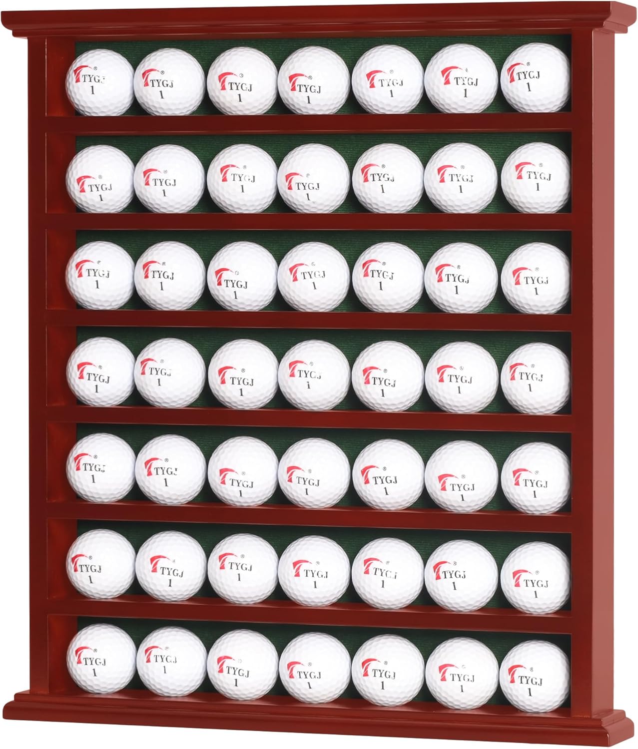 DisplayGifts Golf Gift 49-Golf Ball Display Case Cabinet Rack, No Door Open Rack Mahogany Finish