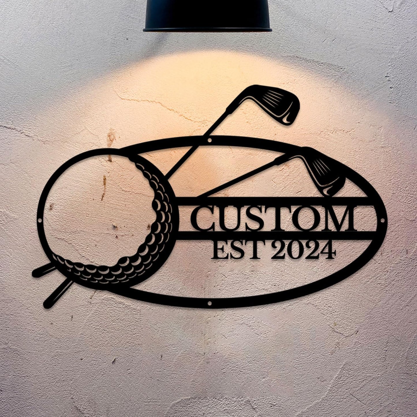 Golf Art Metal Signs,Custom Golf Metal Name Signs,Personalized Golf Signs,Black Golf Metal Wall Art Signs,Golfball Home Outdoor Metal Signs (Style L)