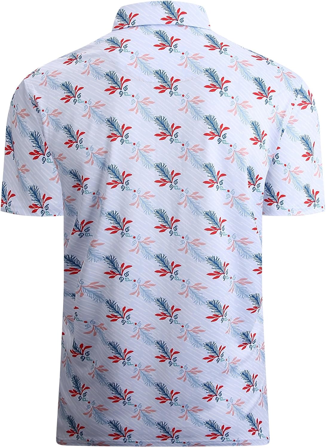 Alex Vando Mens Hawaiian Golf Shirt Moisture Wicking Digital Print Golf Shirts for Men