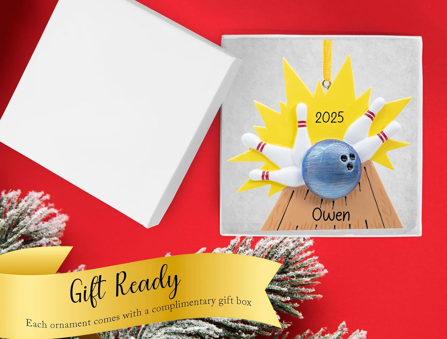 Personalized Bowling Christmas Ornament 2025 for Bowlers - Free Customization | Strike Knock Down Pins, Bowling Ball and Pins for Xmas Tree | Unique Keepsake - Custom Name & Year