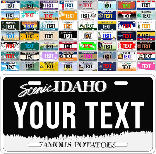 Custom License Plates for Front of Car,Personalized Idaho License Plate - Select from All 50 States,3 Sizes - Customized Customizable State Car Tag Plate for Truck,12x6 Inch