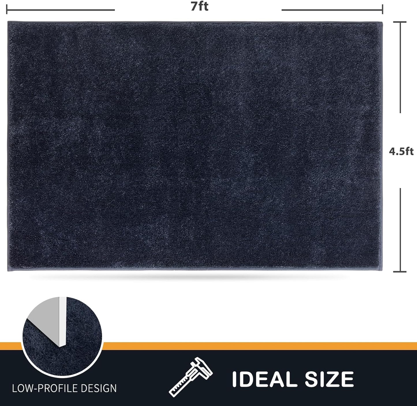PURRUGS Easy Care Area Rug 4.5ft x 7ft, Non-Slip Washable Entryway Rug, Dog Door Mat, Stain Resistant Accent Rug for Hallway, Living Room, Bedroom and Mudroom, Navy Blue