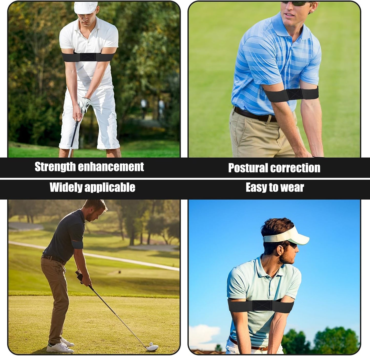 2Pcs Golf Arm Band Training Aid, Golf Swing Band, Golf Connection Band for Hand Positioning and Improved Swing Mechanics (Black)