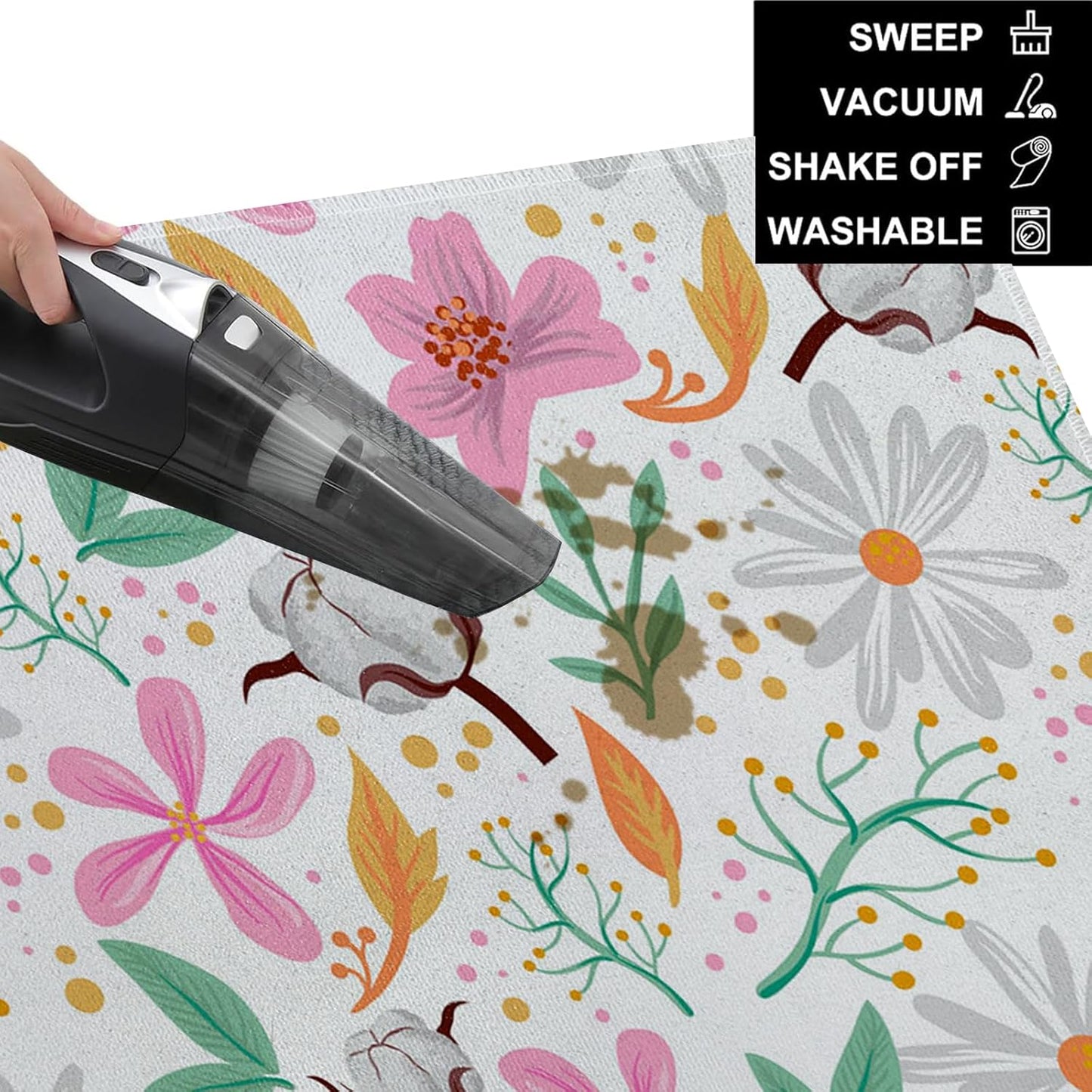 Horror Skull Indoor Door Mat,White and Black Skulls Floor Doormat,17x29.5in,Non Woven Non Slip Rubber Backing Goth Rug for Porch Insider,Bedroom,Kitchen,Doormats Gifts,Rv Camper Decor