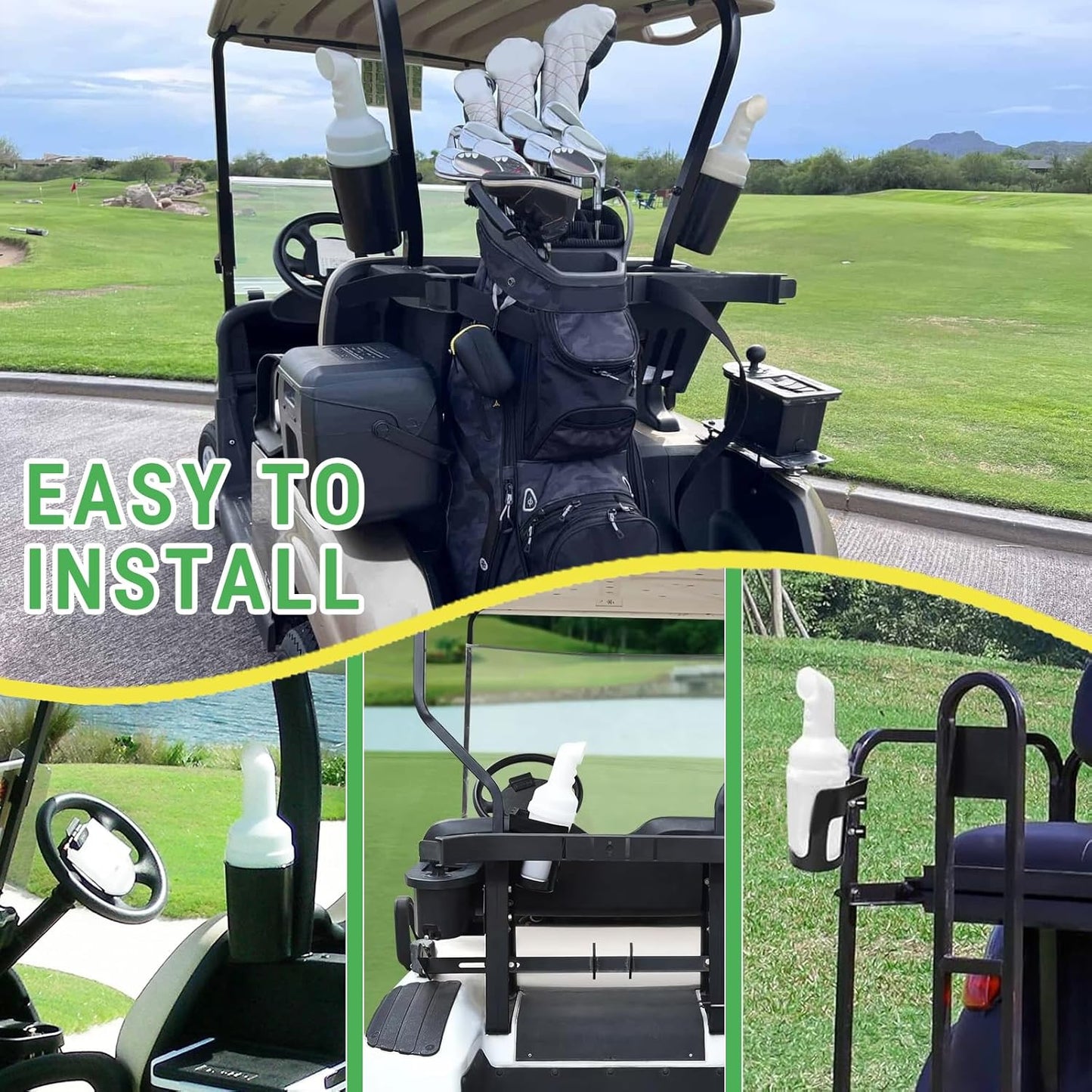 Universal Golf Cart Sand Bottle, Easy Screw Top Fill, Portable Sand and Seed Divot Filler Bottle for Golf Push Carts, Engineering Plastic Golf Course Sand Dispenser, 1 Quart Capacity