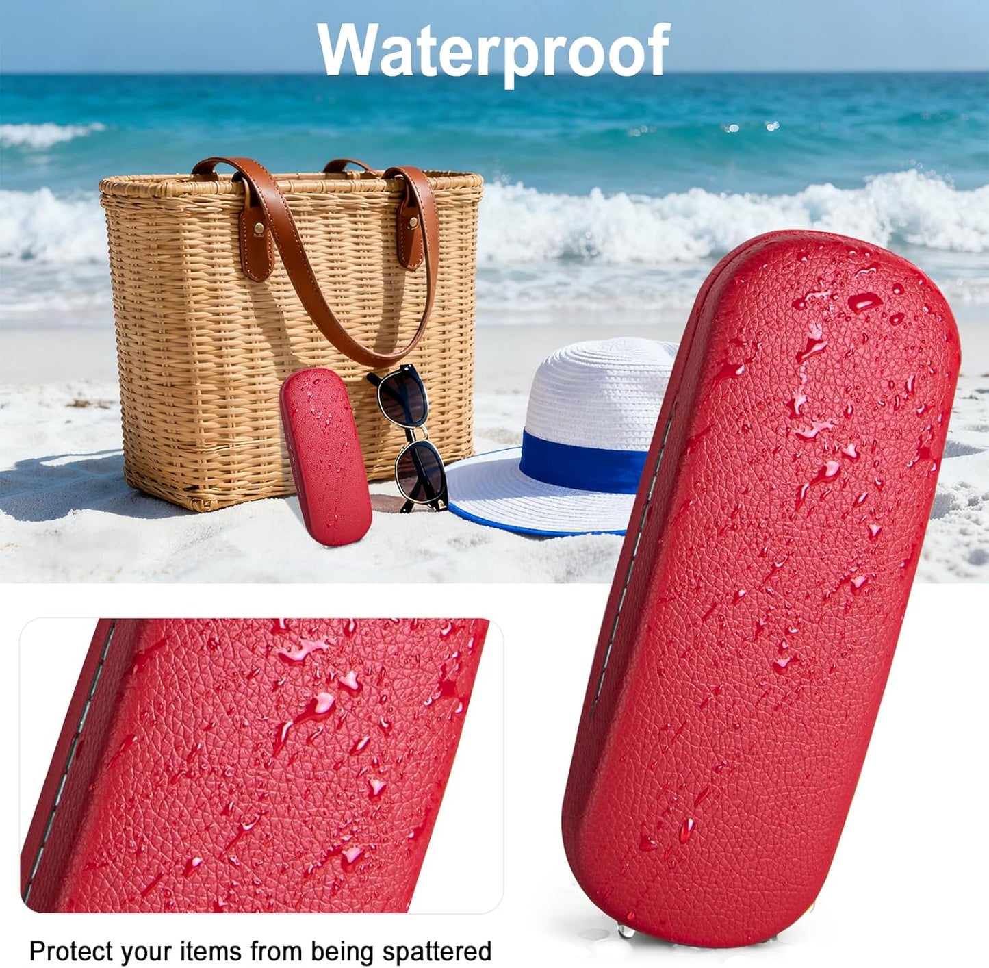 RayLove Glasses Case, Unisex Hard Shell Eyeglass Case, PU Leather Protective Hard Eye Glasses Cases with Eyewear Accessories