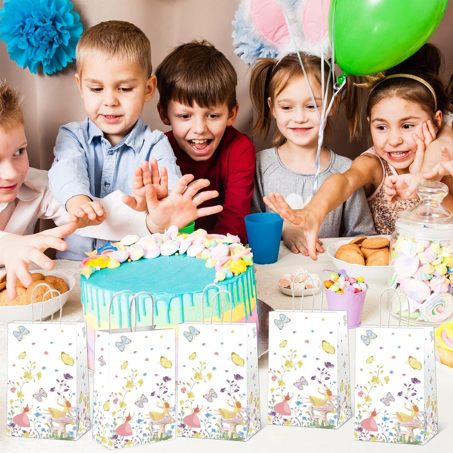 gisgfim 12pcs Truly Fairy Paper Treat Bags with Handles Talking Party Supplies Bags Tea Luncheon Garden Birthday Party Decoration Supplies