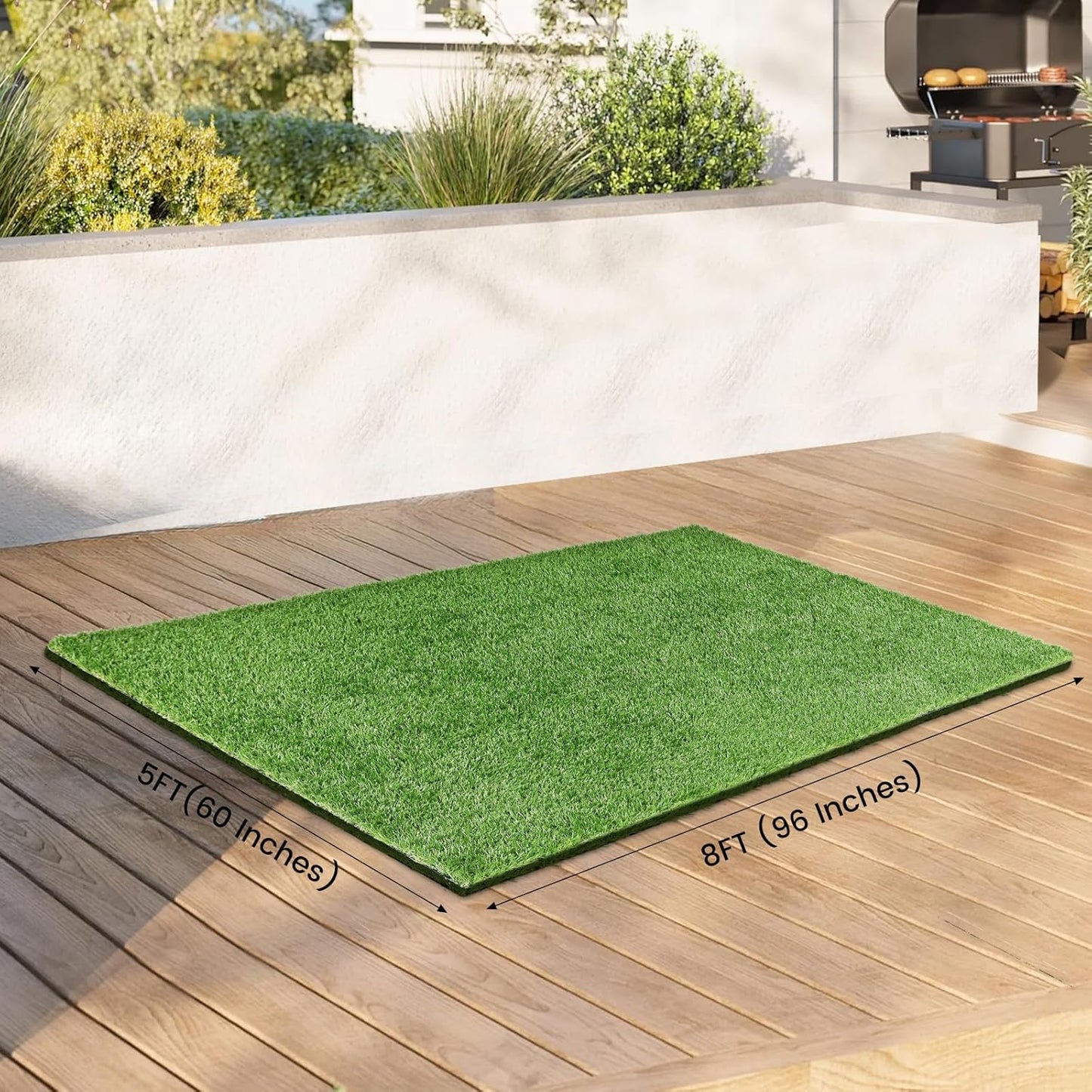 5x8 Ft Artificial Turf Grass for Outdoor, Premium Large Fake Grass Rug for Patio Garden Balcony Decoration Dogs Potty Training