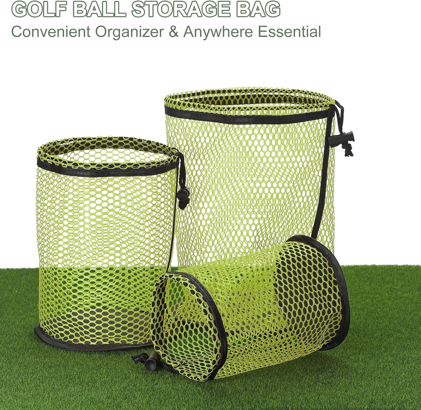 Golf Ball Storage Bag Nylon Mesh Golf Pouch with Adjustable Drawstring Closure for Outdoor Sports Supplies