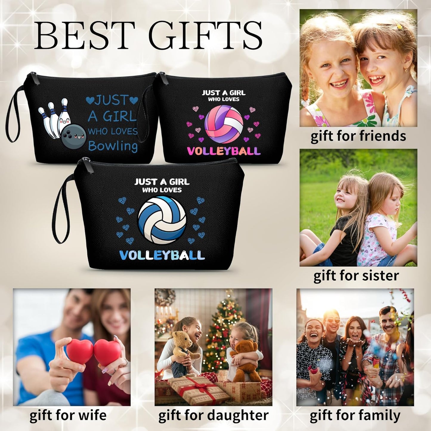 Volleyball Themed Travel Cosmetic Case, Blue, Cosmetic Bag, Zipper Closure, Women, Youth Girls