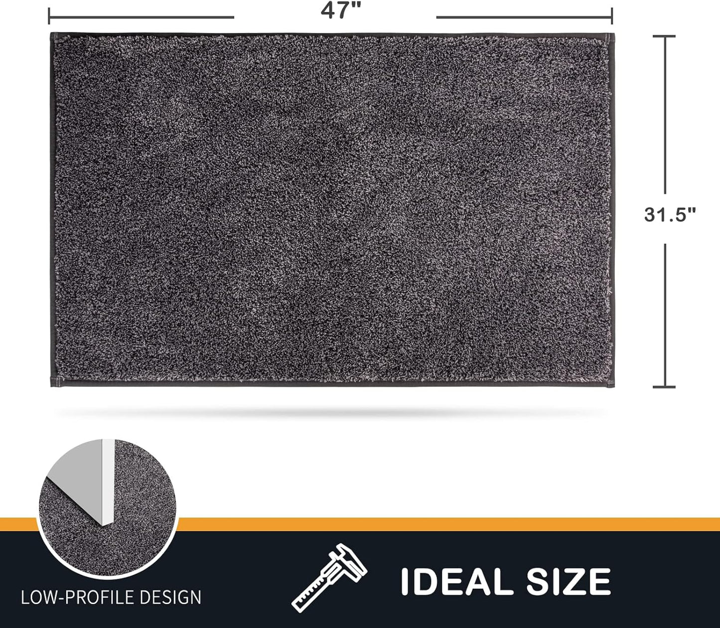 PURRUGS Dirt Trapping Door Mat 31.5" x 47", Non-Slip Machine Washable Entry Rug, Shoe Scraper, Dog Doormat, Super Absorbent Welcome Mat for Front & Back Door, Muddy Shoes & Paws,Light Grey-Dark Grey