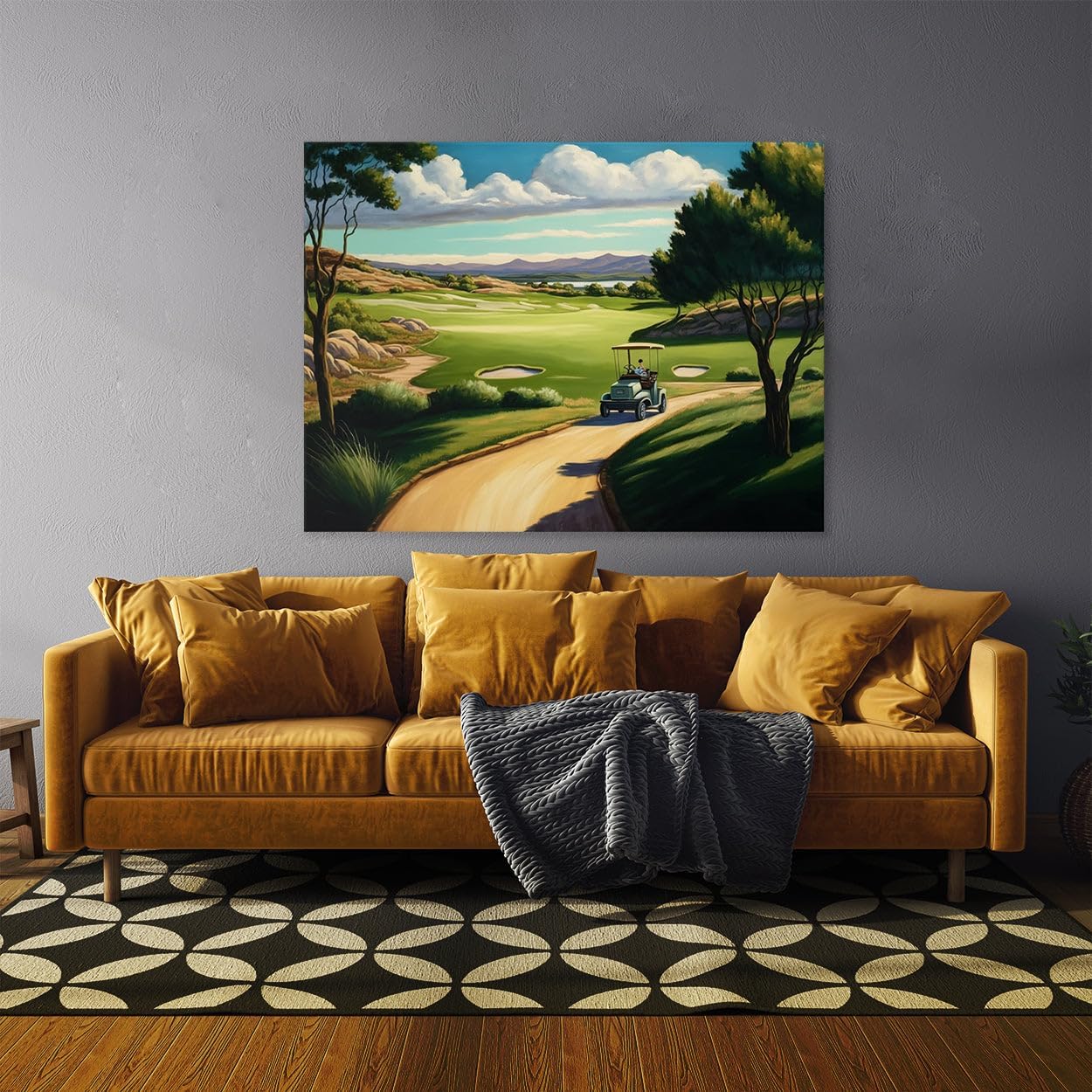 Sense Canvas Golf Cart Fairway Landscape 25 Canvas Art - Home Decor Wall Art Print Poster Painting X-Large 48x36 / 1.5"