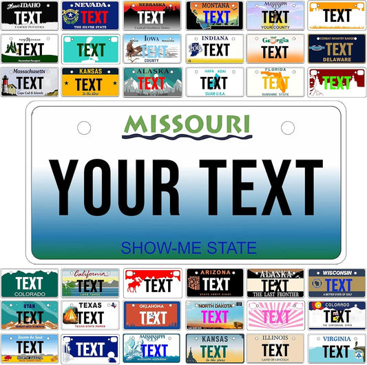 Custom Mini License Plate,Personalized Missouri Bike License Plate - Select from All 50 States,3 Sizes - Customized Customizable State Car Tag Plates for Kids Bike, Bicycle,Toy Car,4x2 Inch