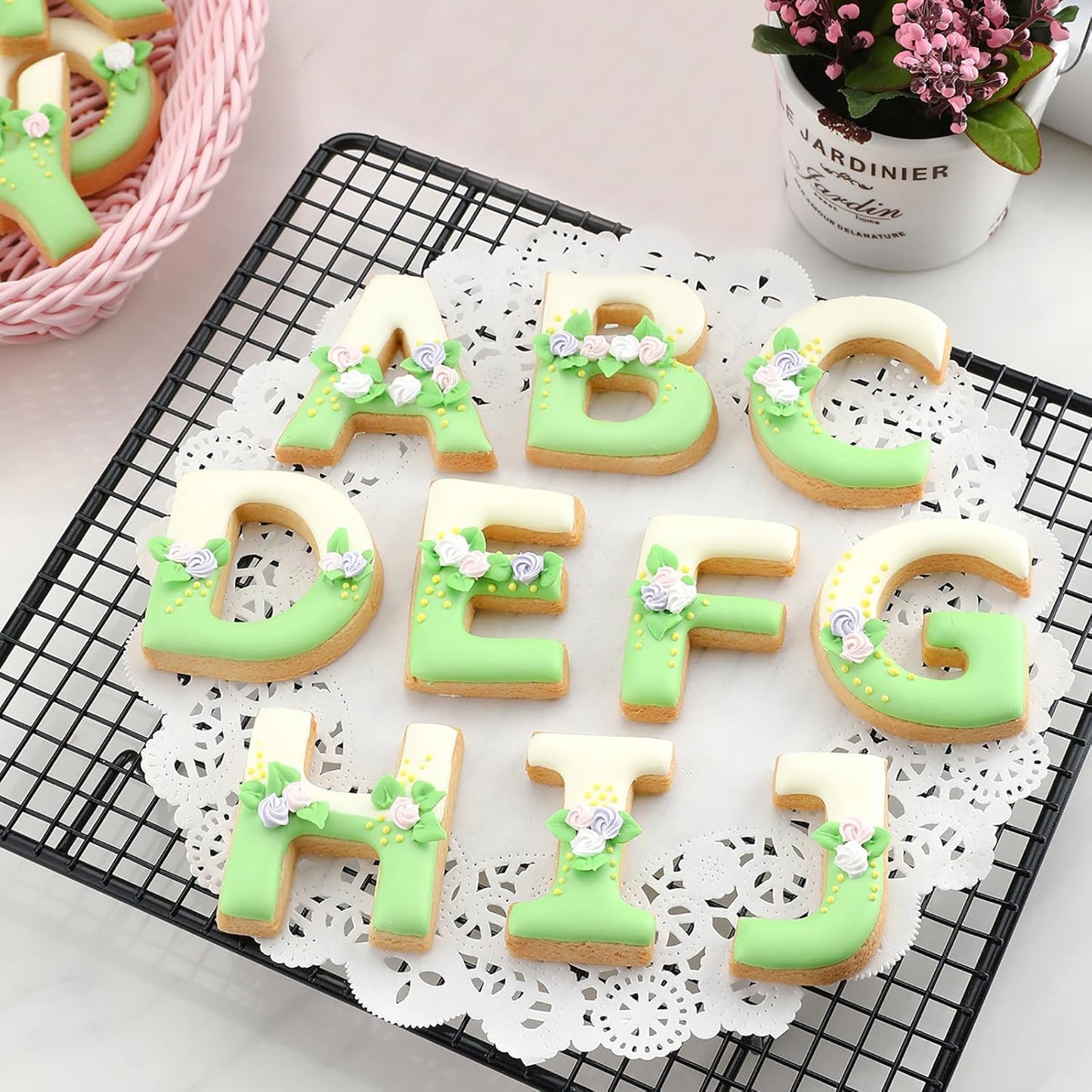 Alphabet Letter Cookie Cutters Shapes Large 3 Inch - 26 Pcs Stainless Steel Cookie Cutter Set Fondant Biscuit Fruit Dough Mold Tools for Birthday, Christmas, New Year and Holiday Party Decorations
