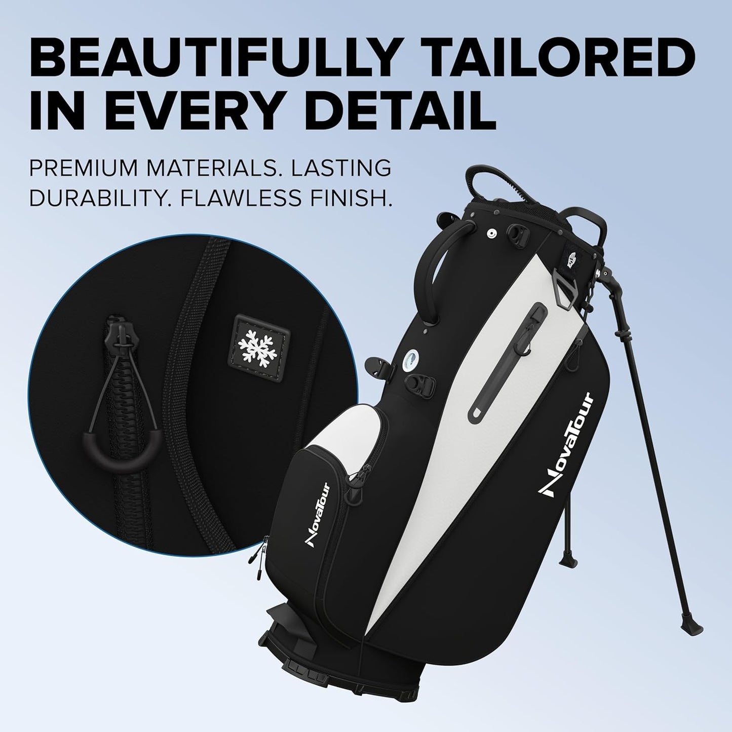 Golf Stand Bag - Lightweight Golf Bag with Stand and 7 Way Dividers, Dual Strap, Waterproof Pocket, Insulated Sleeve, Easy-Lift Handles and Swing-Cam Holder