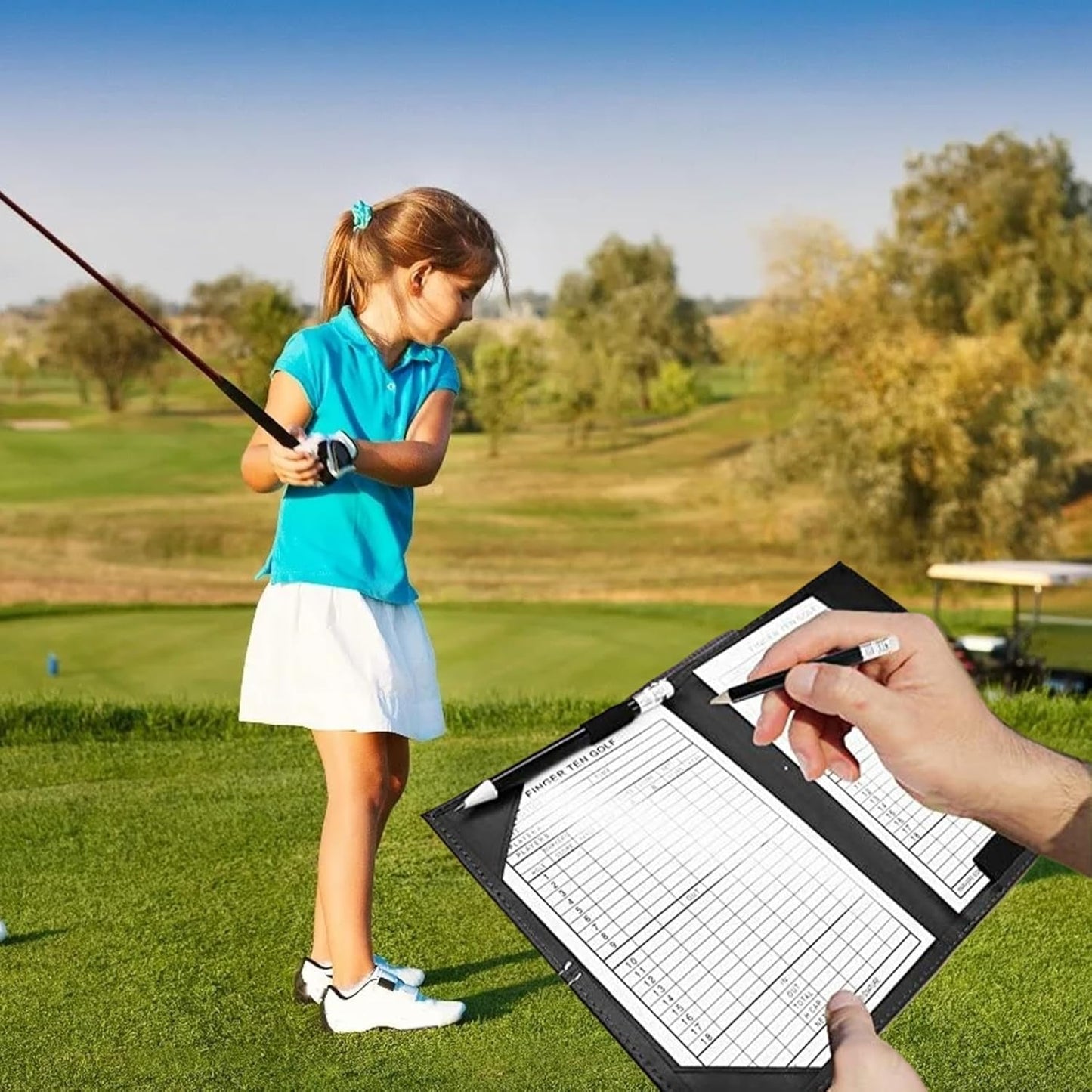Golf Scorecard Book, Golf Scorecard Holder, PU Leather Scorecard Holder Cover Yardage Book Cover with Pencil & Golf Ball Marker Golf Score Counter Book for Men Women, Golf Yardage Book