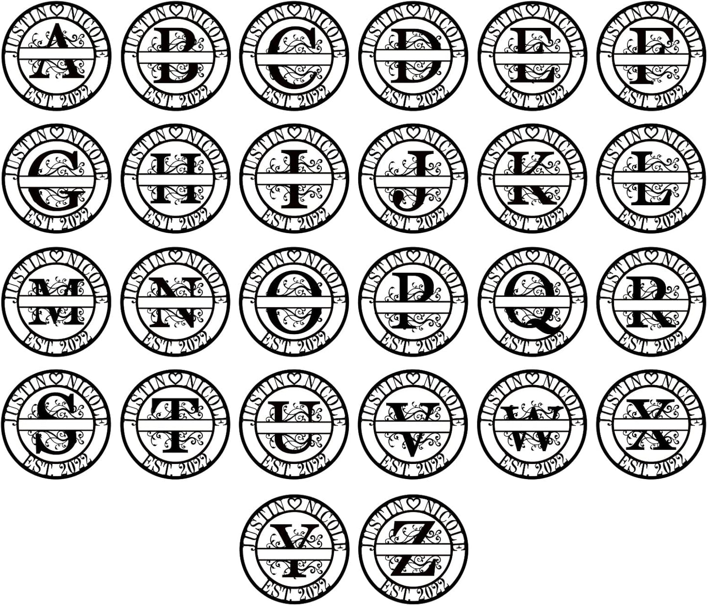 Personalized Metal Sign, Split Letter Monogram Sign, Personalized Family Name Sign, Established Family Signs, Monogram Wall Decor, Last Name Sign, Custom Wedding Anniversary Metal Sign Gifts...