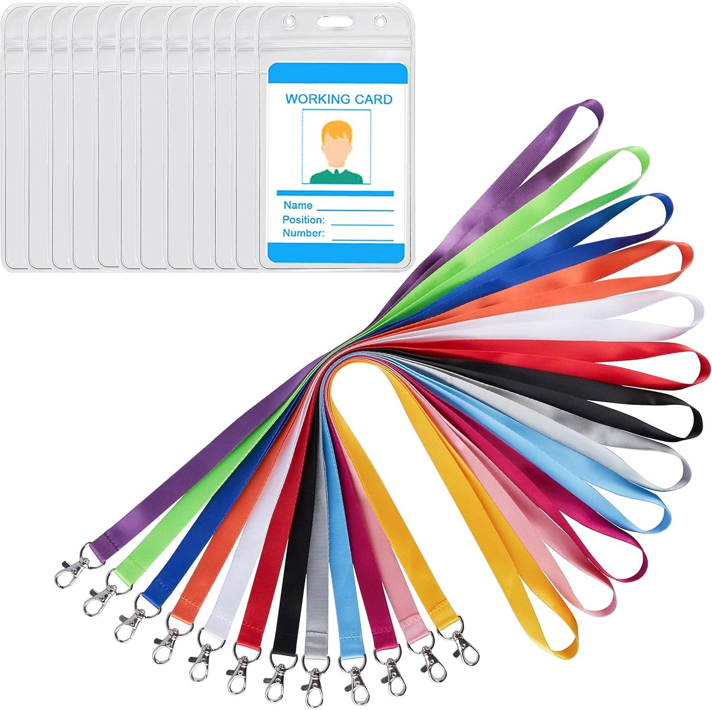 YOUOWO Lanyards with ID Badges Holder Vertical 12 Pack Multicolor Neck Lanyard for Keys Women Teacher Men