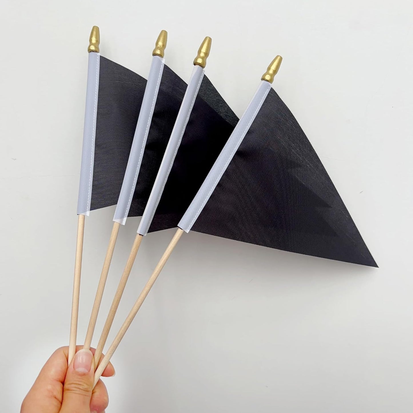 20 Pack Solid Color Black Blank Pennant Flags on Wood Stick Small Mini Plain DIY Graffiti Flags,Decorations for Parades,Grand Opening,Kids Birthday,Sports Clubs,5x8 Inch