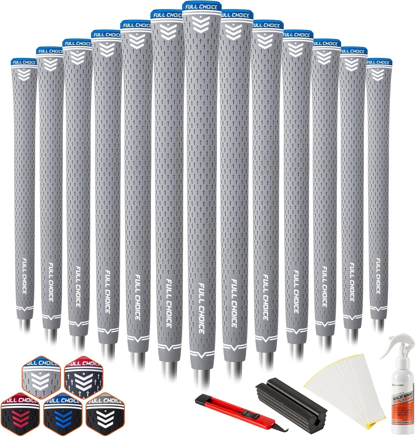 Rubber Golf Grips 13 Pack, Concise Fashion Design, Non-slip, Choose from 13 Grips Set or 13 Grips with Regripping Kit, Standard/Mid/Jumbo Size, 5 Colors Available, RG02 Golf Club Grips