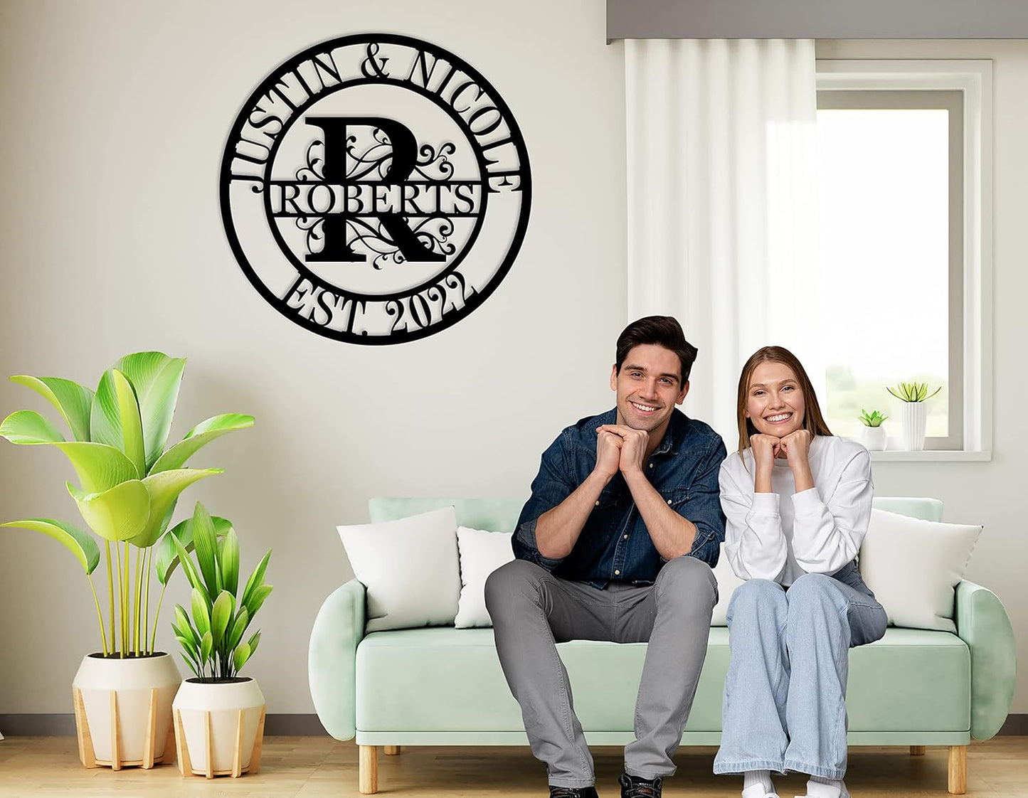 Personalized Metal Sign, Split Letter Monogram Sign, Personalized Family Name Sign, Established Family Signs, Monogram Wall Decor, Last Name Sign, Custom Wedding Anniversary Metal Sign Gifts...