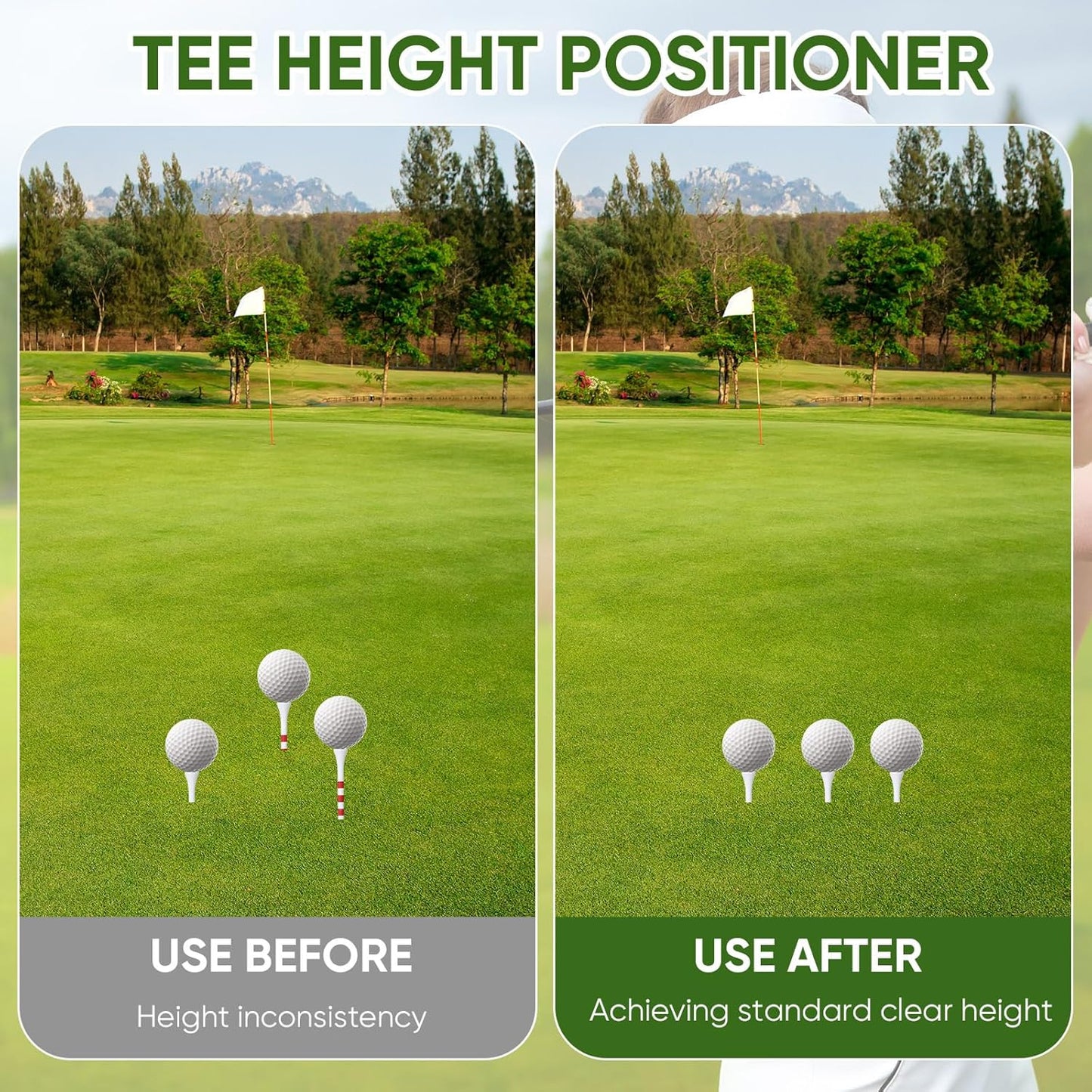 Golf Tee Height Adjuster 6 Settings 3D Printed Tee Height Setter Tool Portable Golf Training Aid Accessories for Consistent Swings Indoor Outdoors