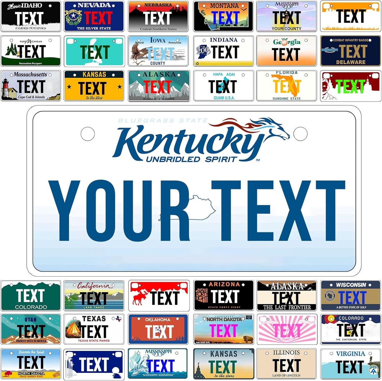 Custom Mini License Plate,Personalized Kentucky Bike License Plate - Select from All 50 States,3 Sizes - Customized Customizable State Car Tag Plates for Kids Bike, Bicycle,Toy Car,4x2 Inch