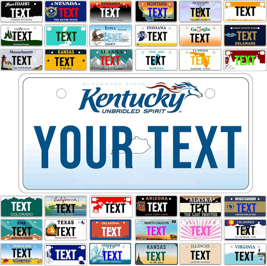 Custom Mini License Plate,Personalized Kentucky Bike License Plate - Select from All 50 States,3 Sizes - Customized Customizable State Car Tag Plates for Kids Bike, Bicycle,Toy Car,4x2 Inch