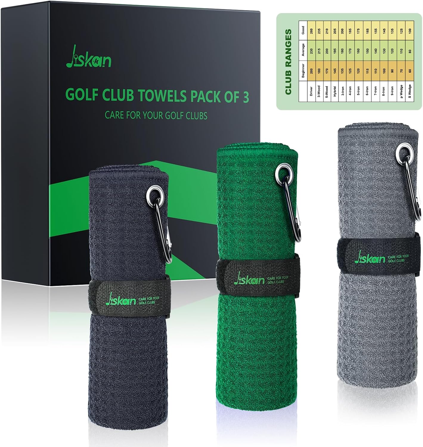 Pro Golf Towel Microfiber Golf Towel for Golf Bags (16" X 16") with Hook, Loop Fastener and Gift Box, Essentials Golf Accessories for Men, Golf Gifts for Men/Women