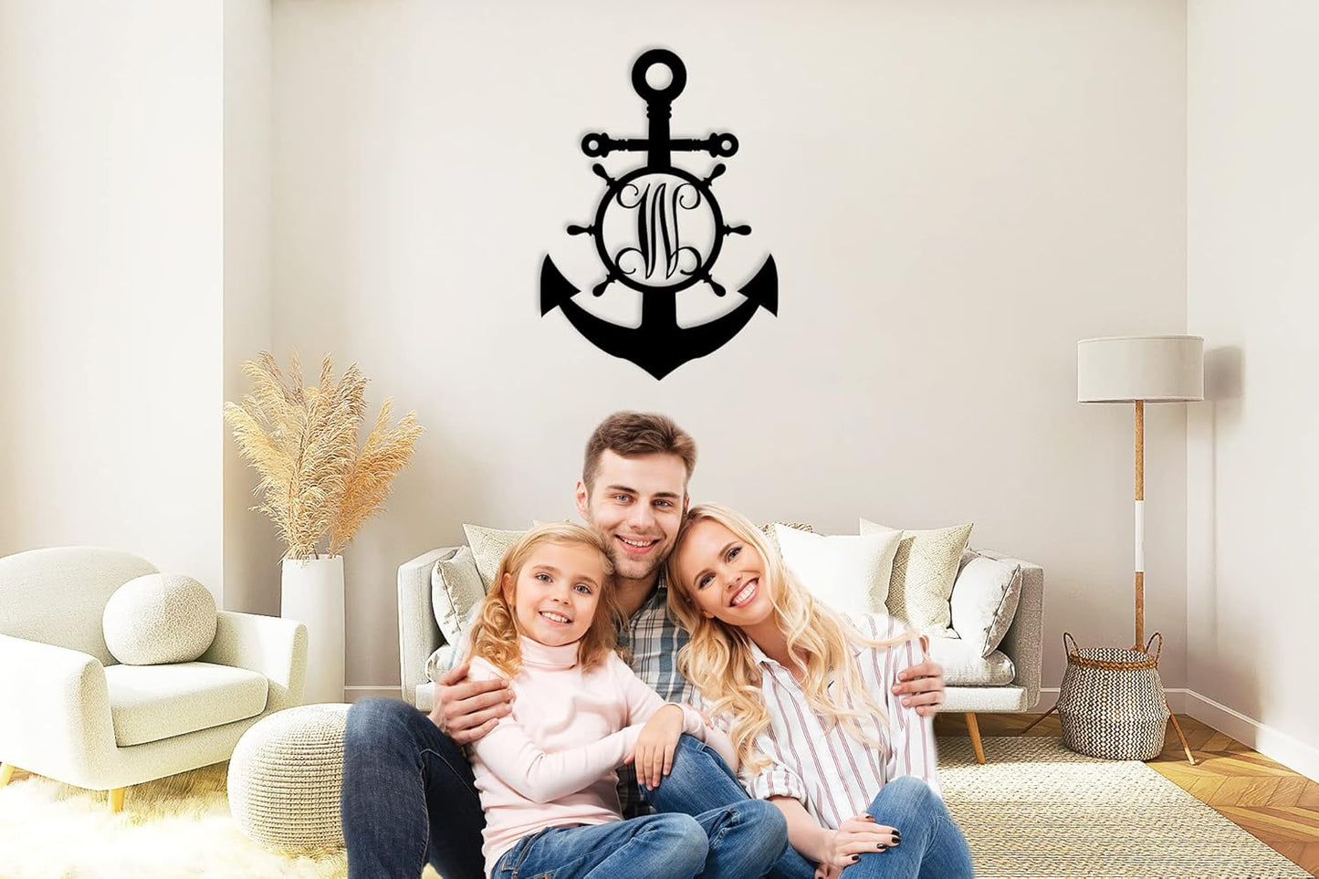 Personalized Anchor Metal Signs,Custom Anchors Initial Sign, Home Office Decoration Metal Signs,Outdoor Wall Decor,Nautical Lovers Gift