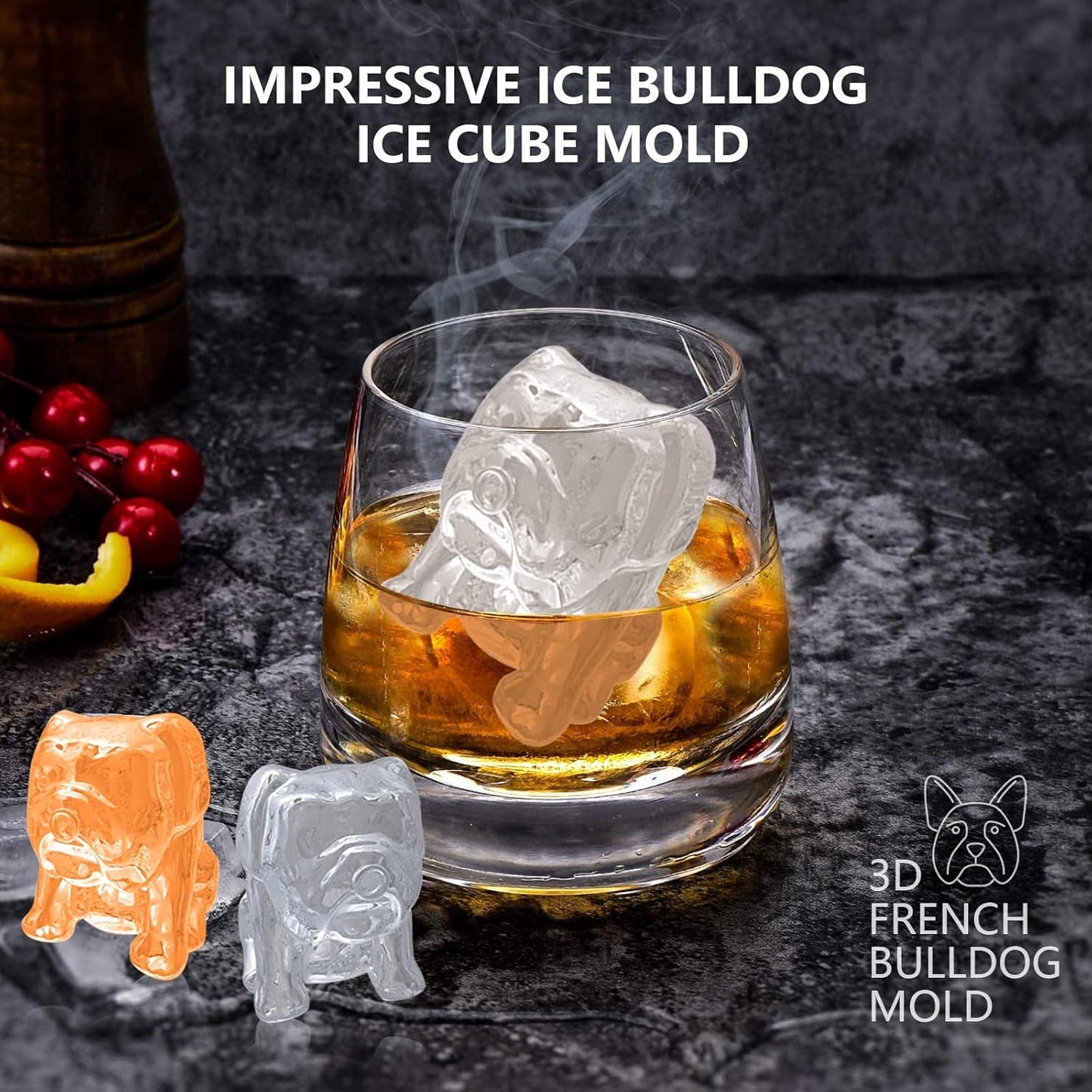 Nax Caki Bulldog gifts 3D Bulldog Ice Cube Mold Fun Shapes, 2.4" Large Craft Ice Mold, Big Dog Ice Cube Trays for Whiskey Cocktails Bourbon