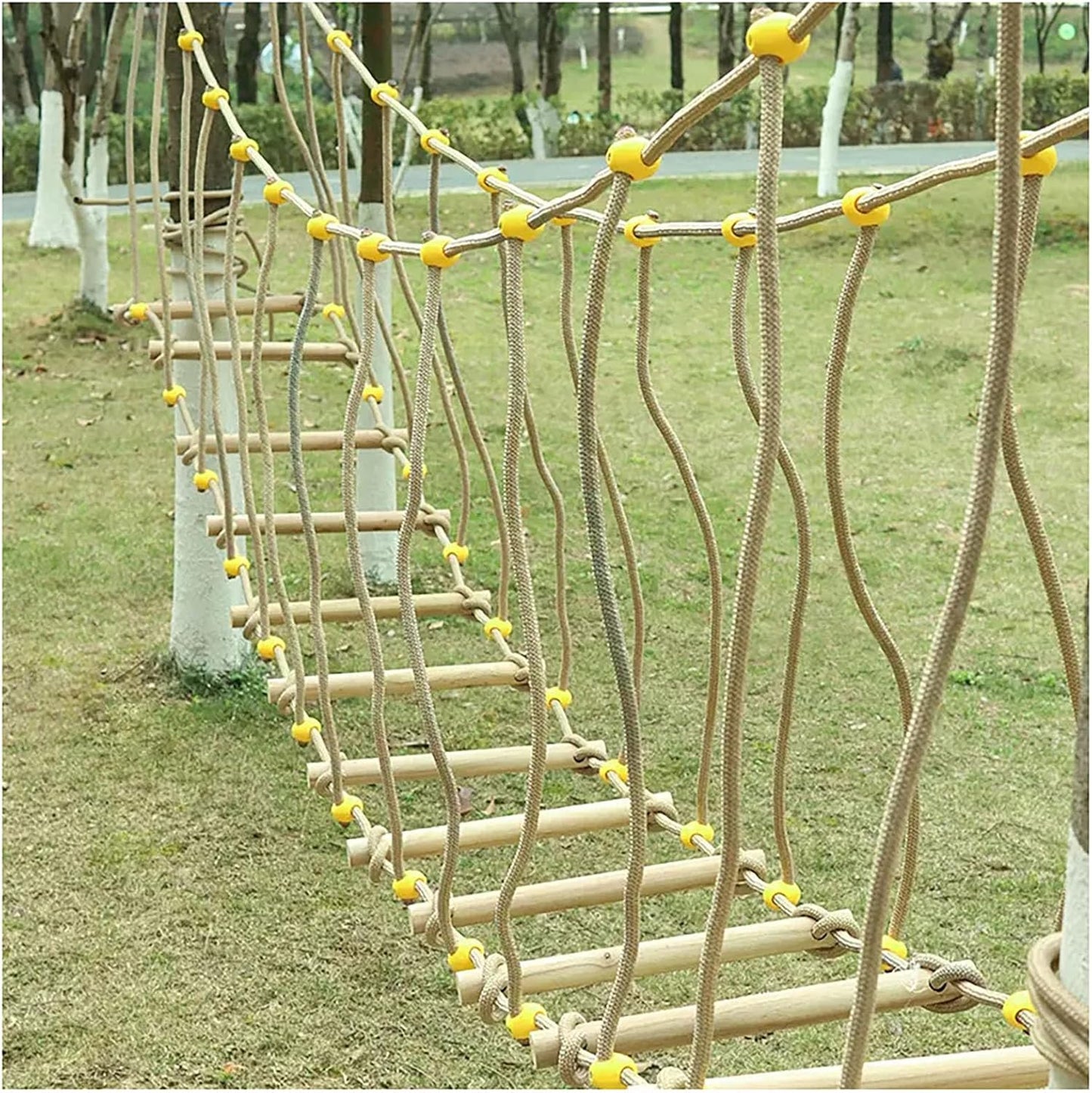 Amusement Park Suspension Bridge,Rope Ladder Bridge,Rickety Bridge, Slackline Accessories, Suitable for Outdoor Activities(Size:9.84ft(3m))