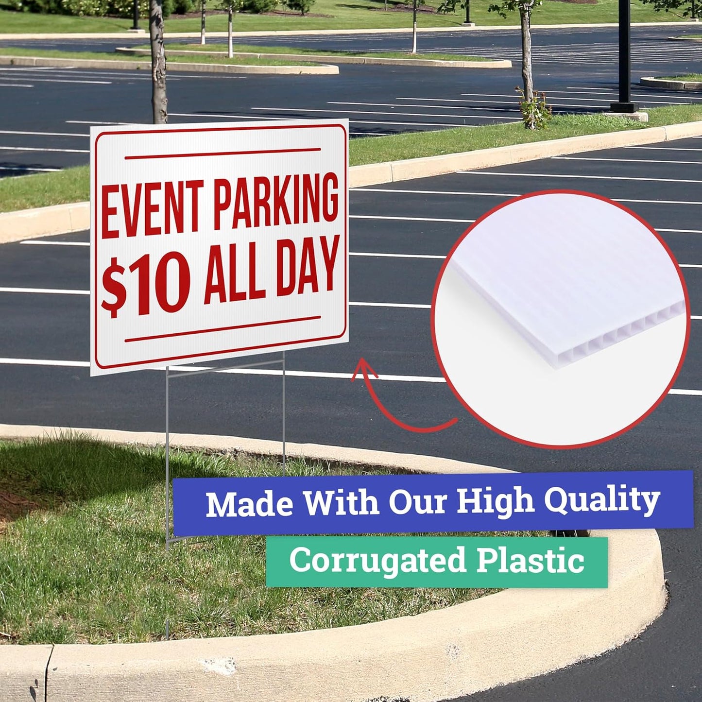 100 pack 12x18" Double Sided Customizable Outdoor Yard Sign made from Corrugated Plastic with Metal "H" Stake, Easy to Design, Sign for Business, Garage or Yard Sale, Home, Office, (12" x 18" - Qty 100)