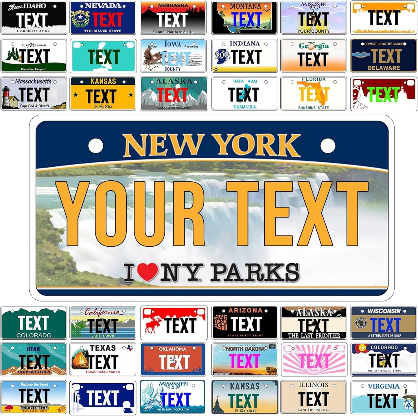 Custom Mini License Plate,Personalized New York Bike License Plate - Select from All 50 States,3 Sizes - Customized Customizable State Car Tag Plates for Kids Bike, Bicycle,Toy Car,4x2 Inch