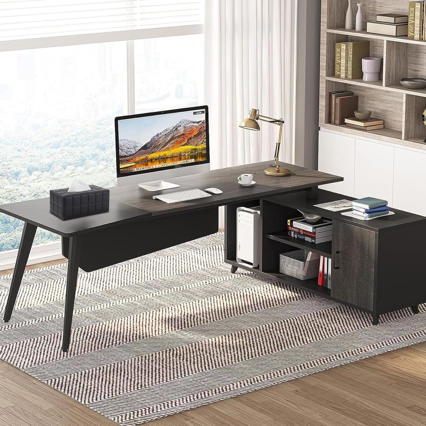 Tissue Box Cover Rectangle Tissue Box Holder PU Leather Facial Organizer with Magnetic Bottom,Decorative Napkin Caddy for Vanity Dresser Night Stand Table Countertop Home Office Car,Black