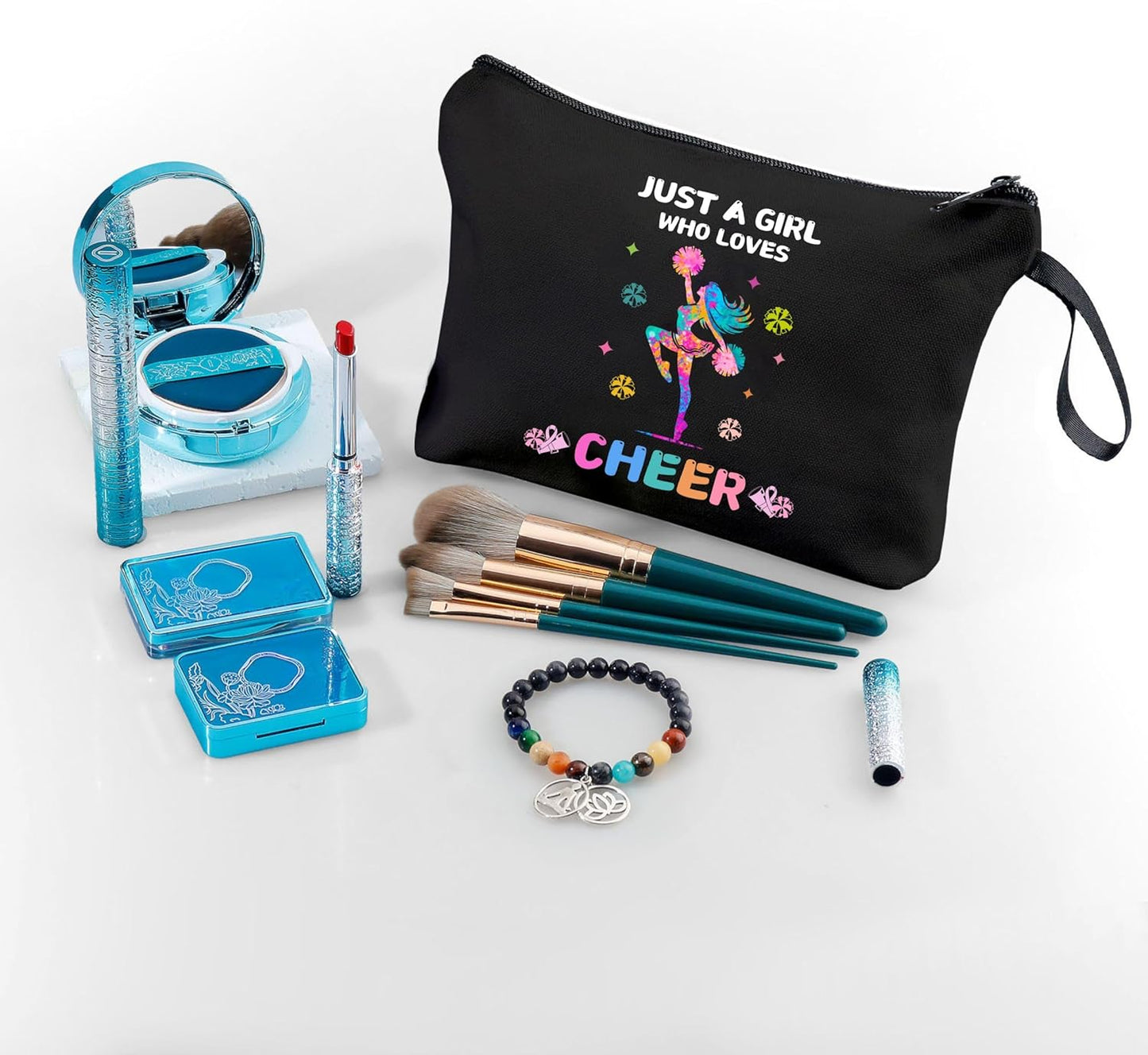 Cheerleader Gifts,Cheerleading Gifts for Girls,Cheer Bags for Cheerleaders,Woman Gifts for Birthday,Gifts for Teen Girls,Cheer Makeup Bag,Makeup Bags for Women,Gifts for Friends Female,Cheer Stuff