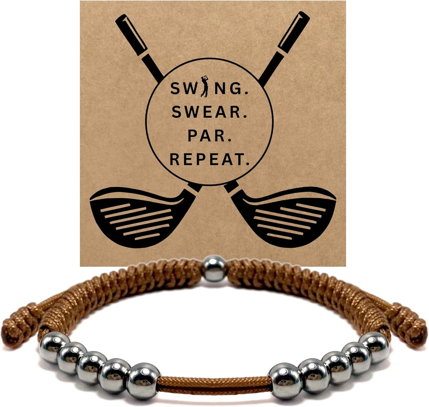 LAMIBEE Premium Golf Stainless Steel 10 Bead Score Counter Bracelet, Golf Stroke Count Bracelet, Resizable Easy Adjust Golf Round Scoring Tracker, Durable Stylish Golf Accessory