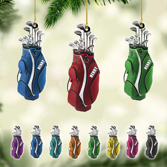 Personalized Golf Ornaments for Christmas Tree 2025 Custom Golf Christmas Ornament Golfing Bag Ornament Sports Golf Cart Ornaments Gift for Golfer Bag Golfing Lovers Hanging Decoration (G1)