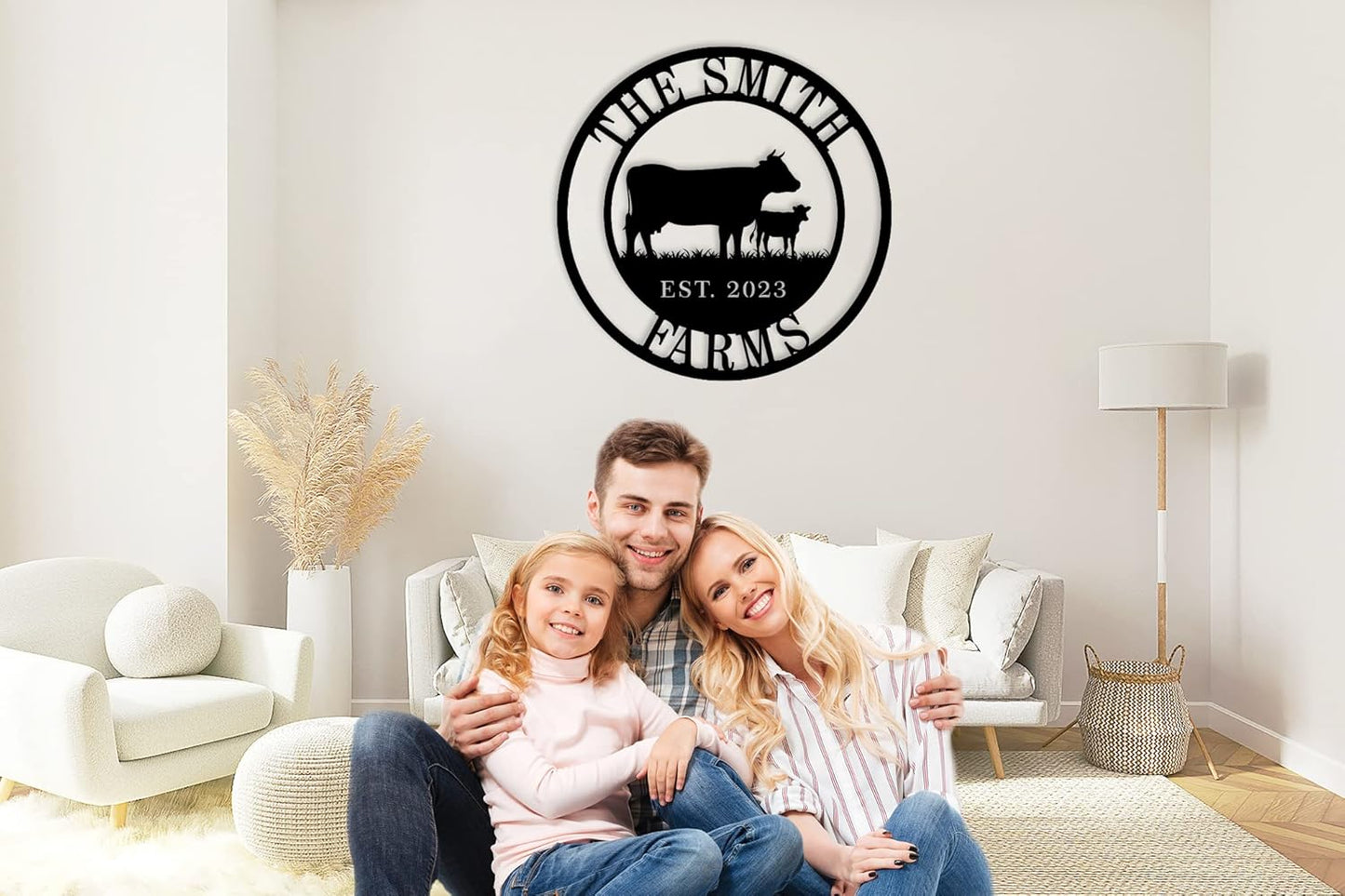 Personalized Cow Calf Metal Sign, Personalized Family Monogram Name Sign, Custom Cow Calf Farm Sign